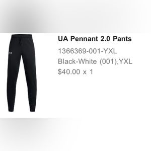 Under Armor. Boys XL. Black. NEW WITH TAGS